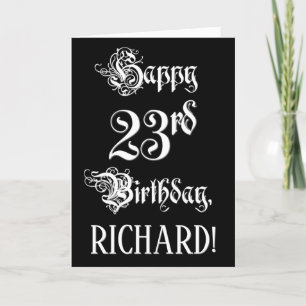 Tarjeta 23 Aniversario: Elegante guión + nombre personaliz
