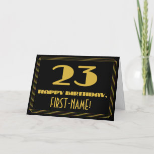 Tarjeta 23 Aniversario: Nombre + Art Deco Inspirado Aspect