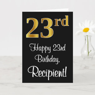 Tarjeta 23 cumpleaños ~ Elegante lujoso Faux Gold Look #