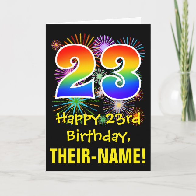 Tarjeta 23° cumpleaños: Patrón de fuegos artificiales dive (Anverso)