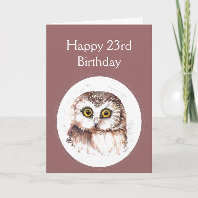 Tarjeta 23ro Cumpleaños que le ama, humor lindo del búho (Anverso)