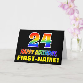 Tarjeta 24º cumpleaños: audaz, divertido, simple, arcoiris