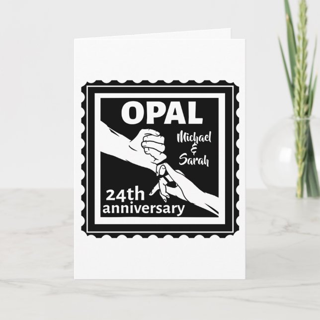 Tarjeta 24.º aniversario del boda, tradicional opal (Anverso)