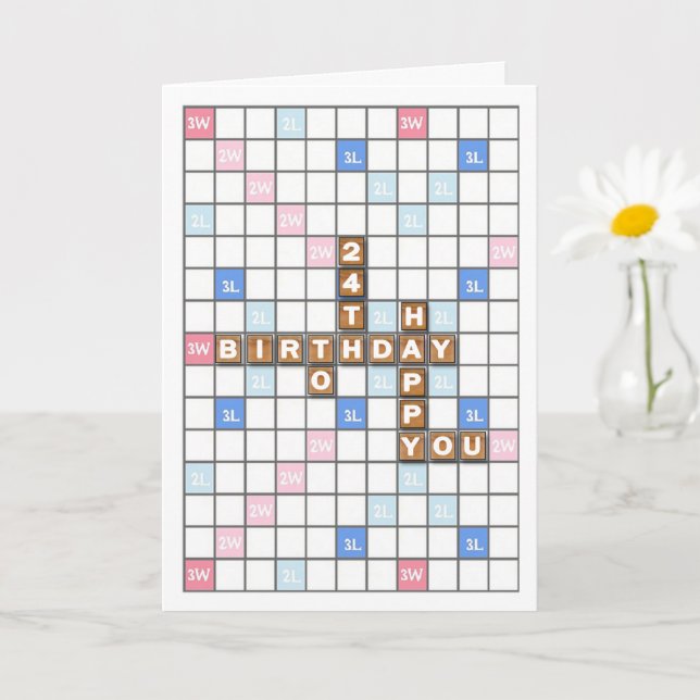 Tarjeta 24.º cumpleaños, tabla de juegos de palabras (Planta pequeña)
