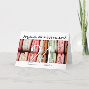 Tarjeta ¡24 Aniversario del cumpleaños francés Macaron-Joy