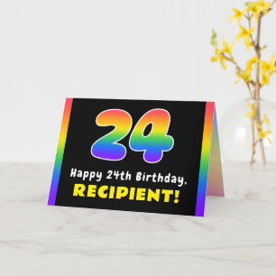 Tarjeta 24 Aniversario del nacimiento: Arcoiris colorido #