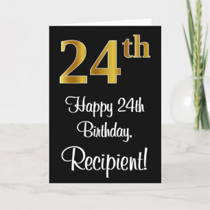 Tarjeta 24 cumpleaños ~ Elegante lujoso Faux Gold Look #