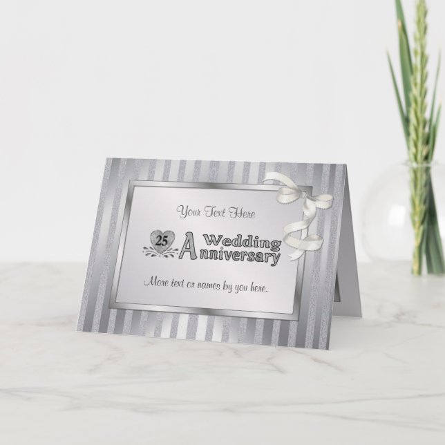 Tarjeta 25º Aniversario de Boda - Plata (Anverso)