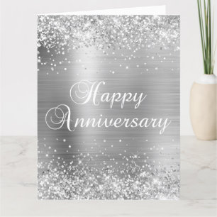 Tarjeta 25º Aniversario de Bodas Feliz Plateado