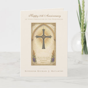 Tarjeta 25º Aniversario Sacerdotal Católico IHS Eucarístic
