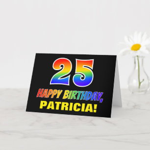 Tarjeta 25º cumpleaños: audaz, divertido, simple, arcoiris