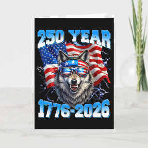Tarjeta 250 Año Americano 1776 2026 250º Lobo Patriótico 4