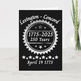 Tarjeta 250 años 1775 2025 Concord Lexington Revolucionari
