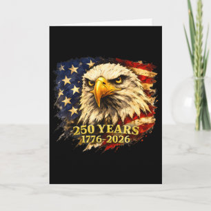 Tarjeta 250 años 1776 2026 Águila Vintage 250º 4 de julio 
