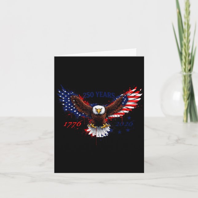 Tarjeta 250 años 1776–2026 bandera patriótica águila ameri (Anverso)