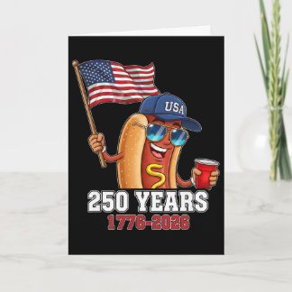 Tarjeta 250 años 1776-2026 Cumpleaños 250 Hotdog