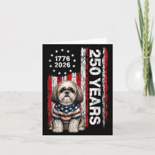 Tarjeta 250 Años Aamerica Shih Tzu Patriótico Usa Dom 4