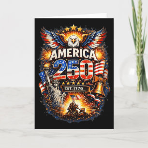 Tarjeta 250 años americano 1776 2026 250 cumpleaños Usa 4t