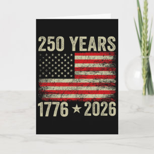 Tarjeta 250 años bandera americana 1776-2026 cumpleaños 25