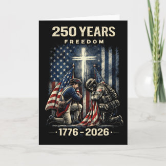 Tarjeta 250 Años Cruz Cristiana Y Bandera De EE. UU. 1776