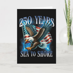 Tarjeta 250 años de águila y bandera militar de mar a tier