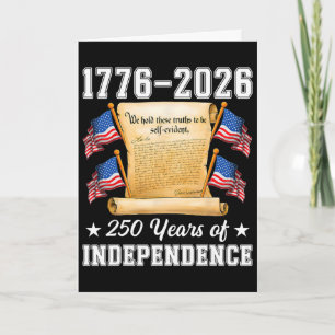 Tarjeta 250 Años De Independencia Americana 1776 2026 Us D