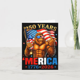 Tarjeta 250 años de Merica bandera de USA 250 Sasquatch