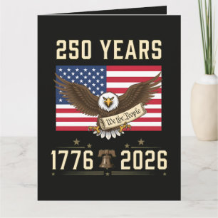 Tarjeta 250 años de patrimonio americano 1776 2026