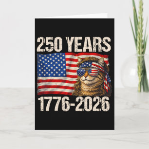 Tarjeta 250 Años Gato Bandera Americana 1776-2026 4 De Jul