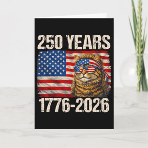 Tarjeta 250 Años Gato Bandera Americana Aniversario 250 4º