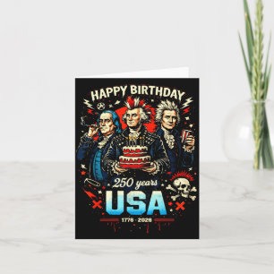 Tarjeta 250 Años Punk Rock USA Padres Fundadores 1776 4º