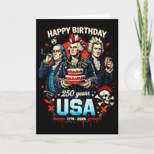 Tarjeta 250 Años Punk Rock Usa Padres Fundadores 1776 4º 
