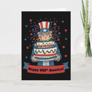 Tarjeta 250 cumpleaños de América Tío Sam 250 años EE. UU.