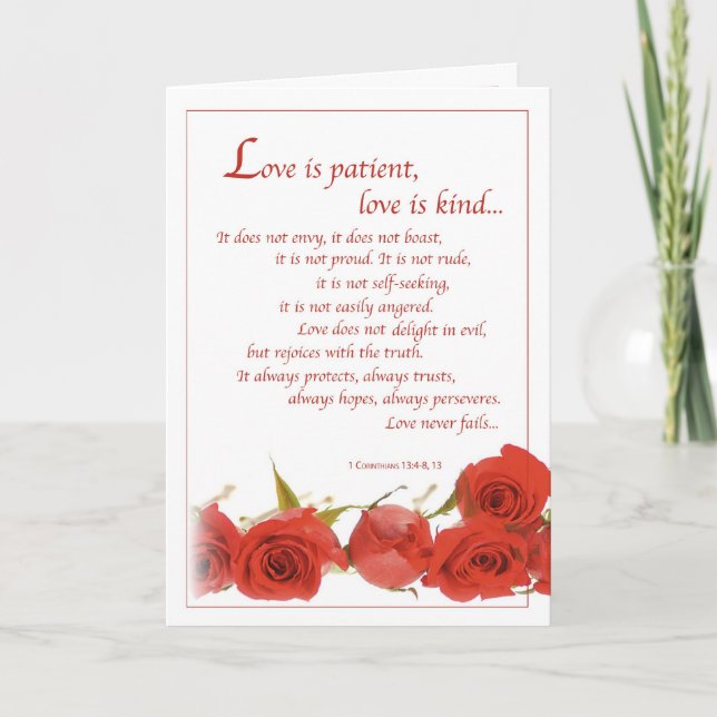 Tarjeta 2596 Rosas Rojas de Amor Paciente, Boda (Anverso)