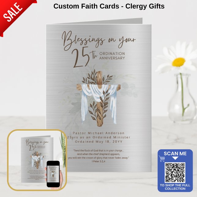 Tarjeta 25.ª ORDENACIÓN Pastor Sacerdote ANIVERSARIO (Subido por el creador)
