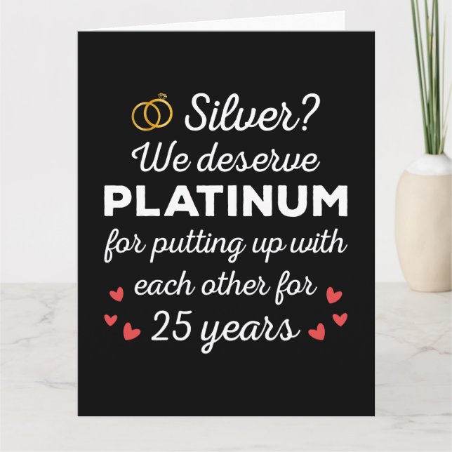 Tarjeta 25 Aniversario Boda I - Pareja Graciosa de Plata (Anverso)
