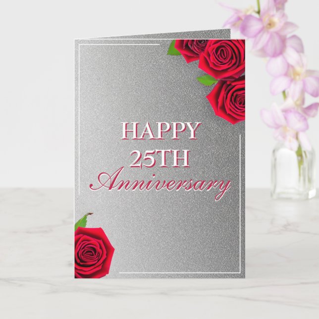 Tarjeta 25 Aniversario de la Marido Floral Plata Moderna (Orquídea)
