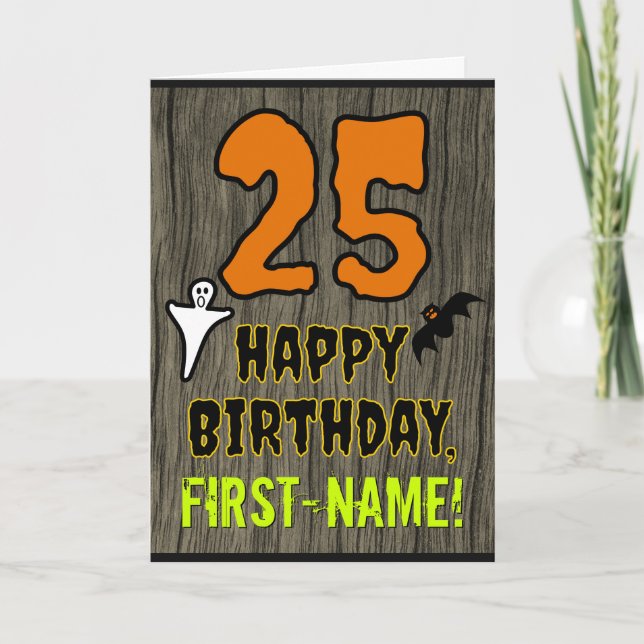 Tarjeta 25 Aniversario: Tembloroso tema de Halloween, nomb (Anverso)