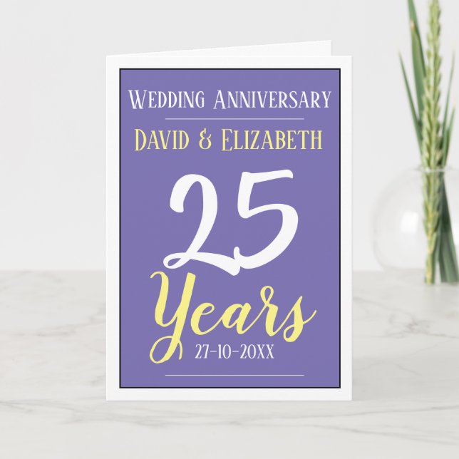 Tarjeta 25 años de Boda plateado (Anverso)