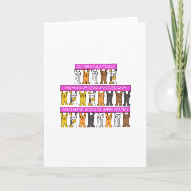 Tarjeta 25 años de trabajo Aniversario felicitaciones a ga (Anverso)