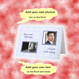 Tarjeta 25 años tus fotos y el azul del texto