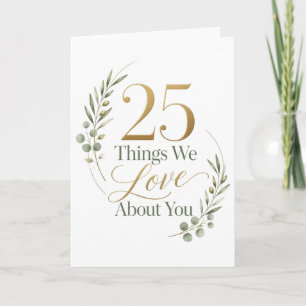 Tarjeta 25 cosas que amamos de ti Cumpleaños 25