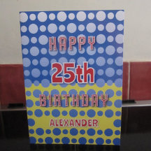 25 cumpleaños agregar nombre círculos patrón Tarje