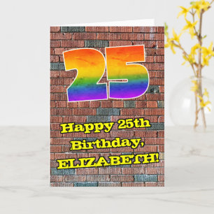 Tarjeta 25° cumpleaños: Arcoiris inspirado en graffiti div
