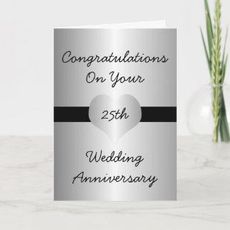 Tarjeta 25th Wedding Anniversary Card Silver Heart
