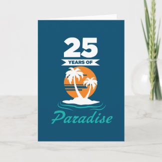 Tarjeta 25to aniversario de boda de la plata tropical de
