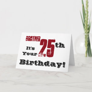 Tarjeta 25to saludo del cumpleaños de Brother en el negro,