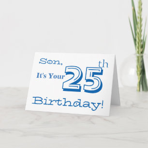 Tarjeta 25to saludo del cumpleaños del hijo en azul y