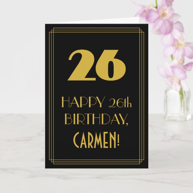 Tarjeta 26º cumpleaños - Aspecto inspirado en el Art Deco  (Orquídea)