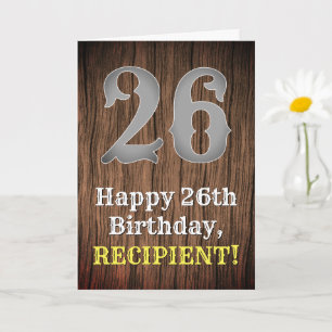 Tarjeta 26.º cumpleaños: Country Western Inspired Look, No